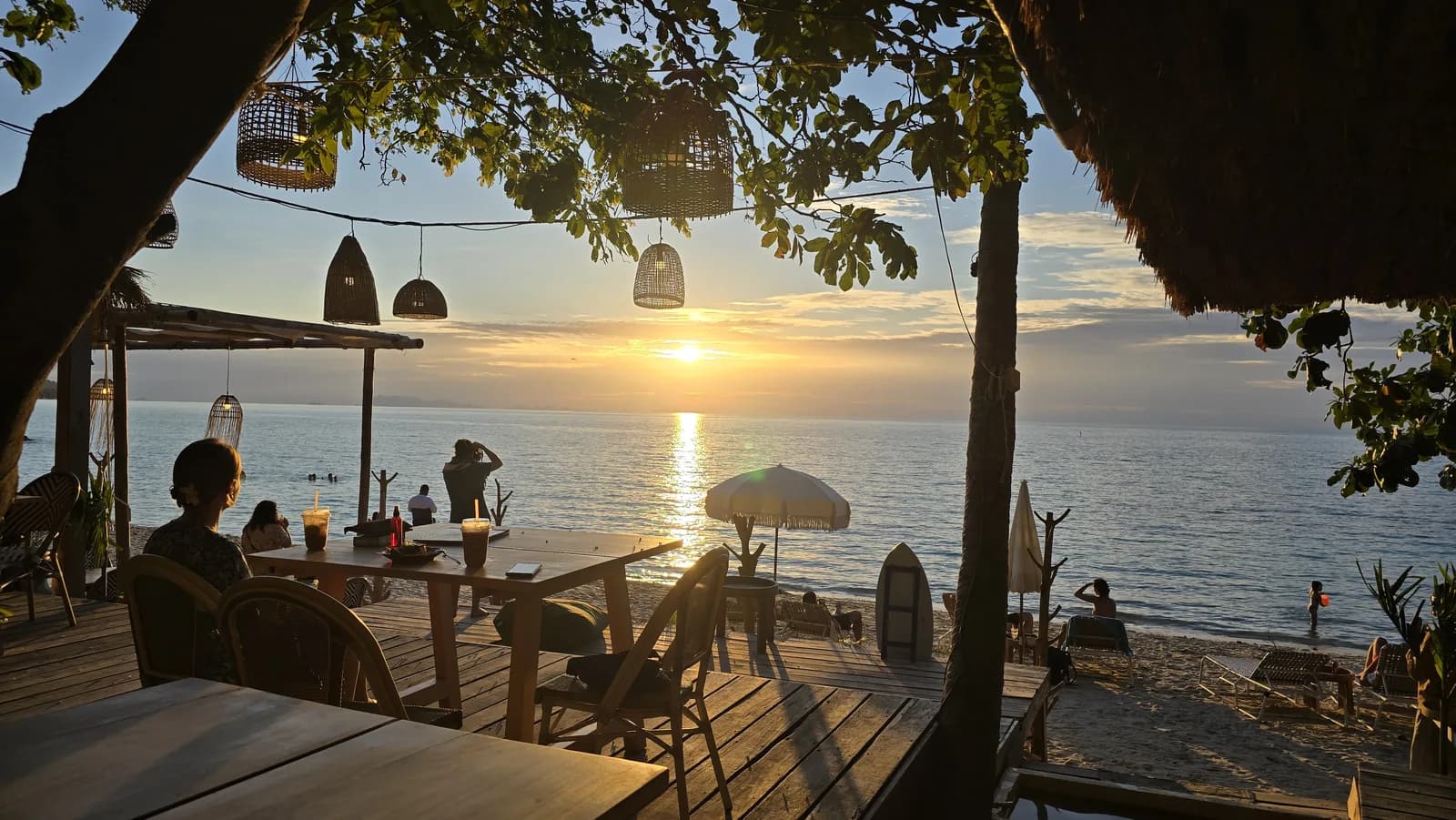 A beach club, along the sand