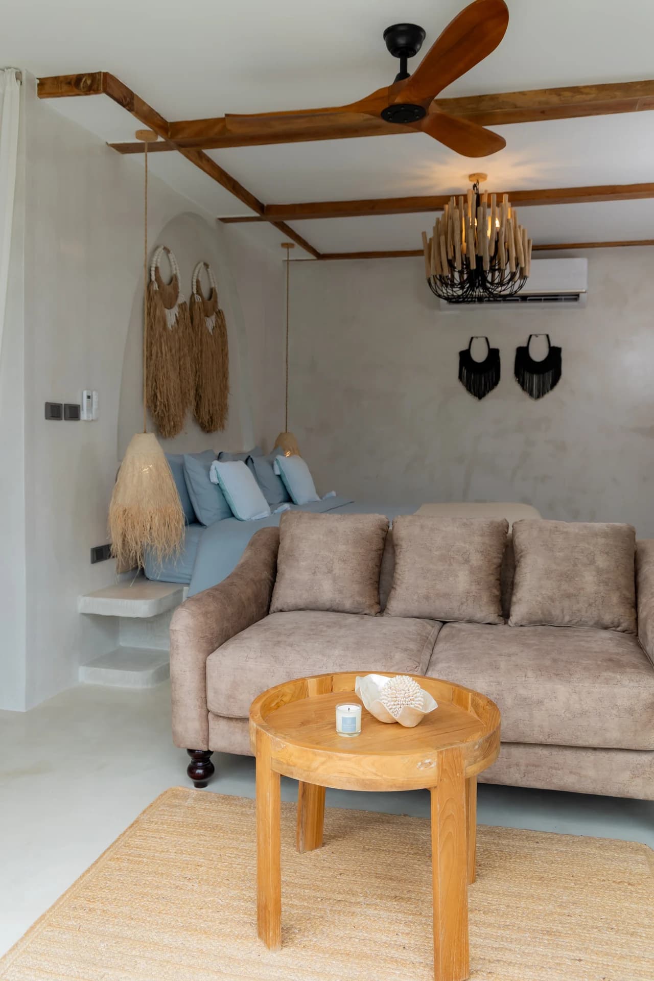 An upstairs balcony with a glimpse of the sea at the Duplex Villa, Cape Beach Villa, Koh Samui